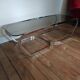 Stainless coffee table and smoked glass 1973