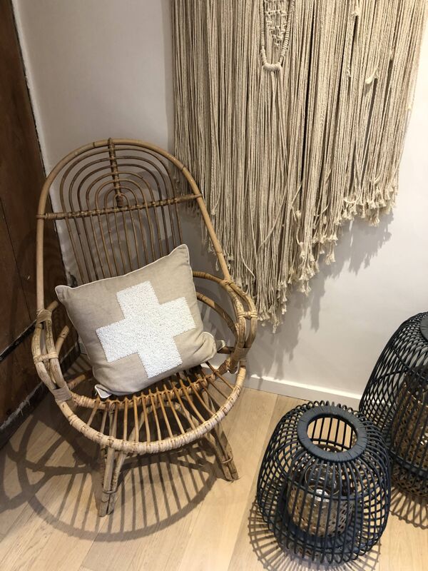 fauteuil en rotin vintage