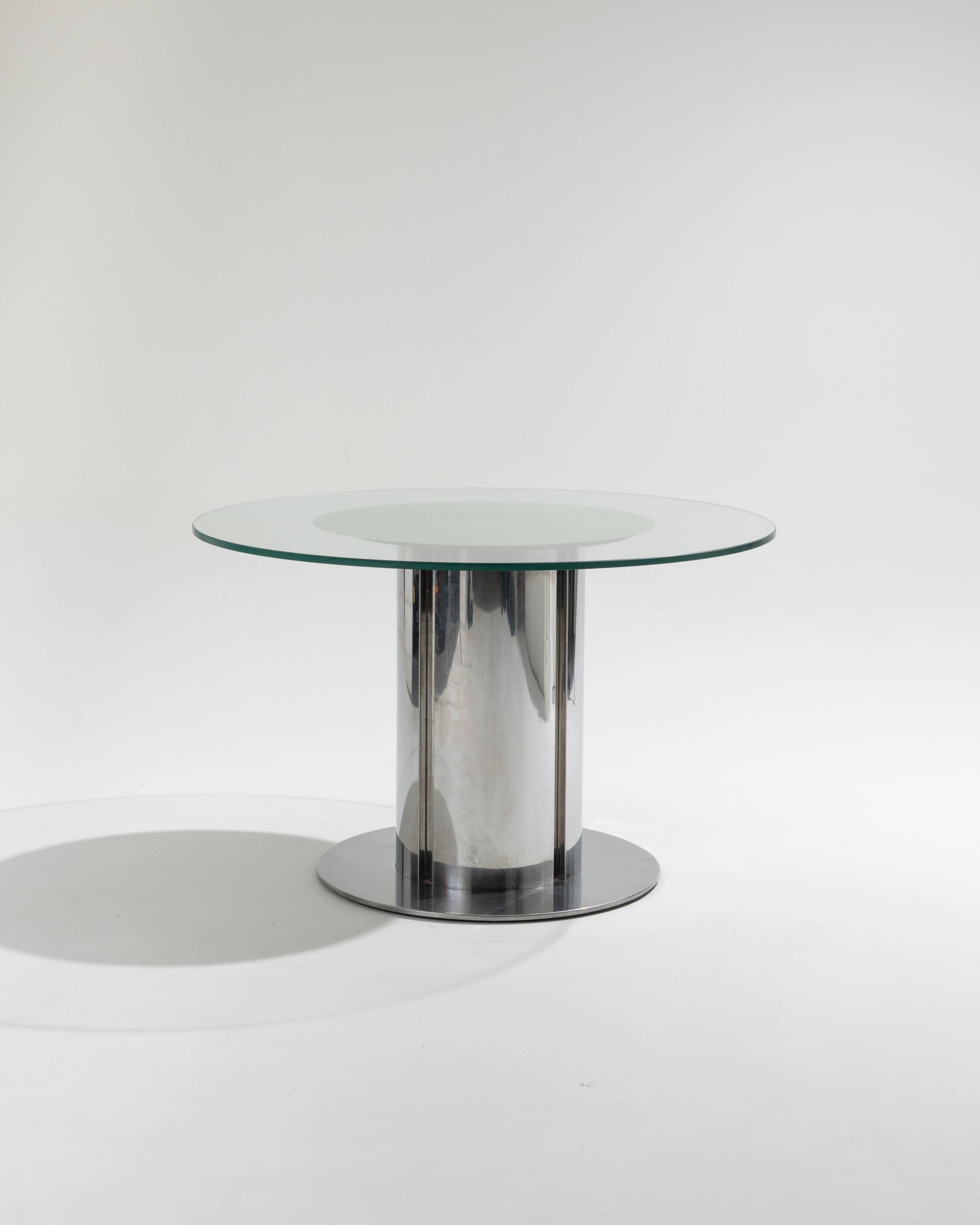 Glass and chrome dining table, antonia astori, 1960s