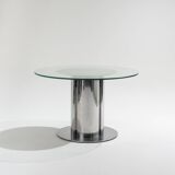 Glass and chrome dining table, antonia astori, 1960s