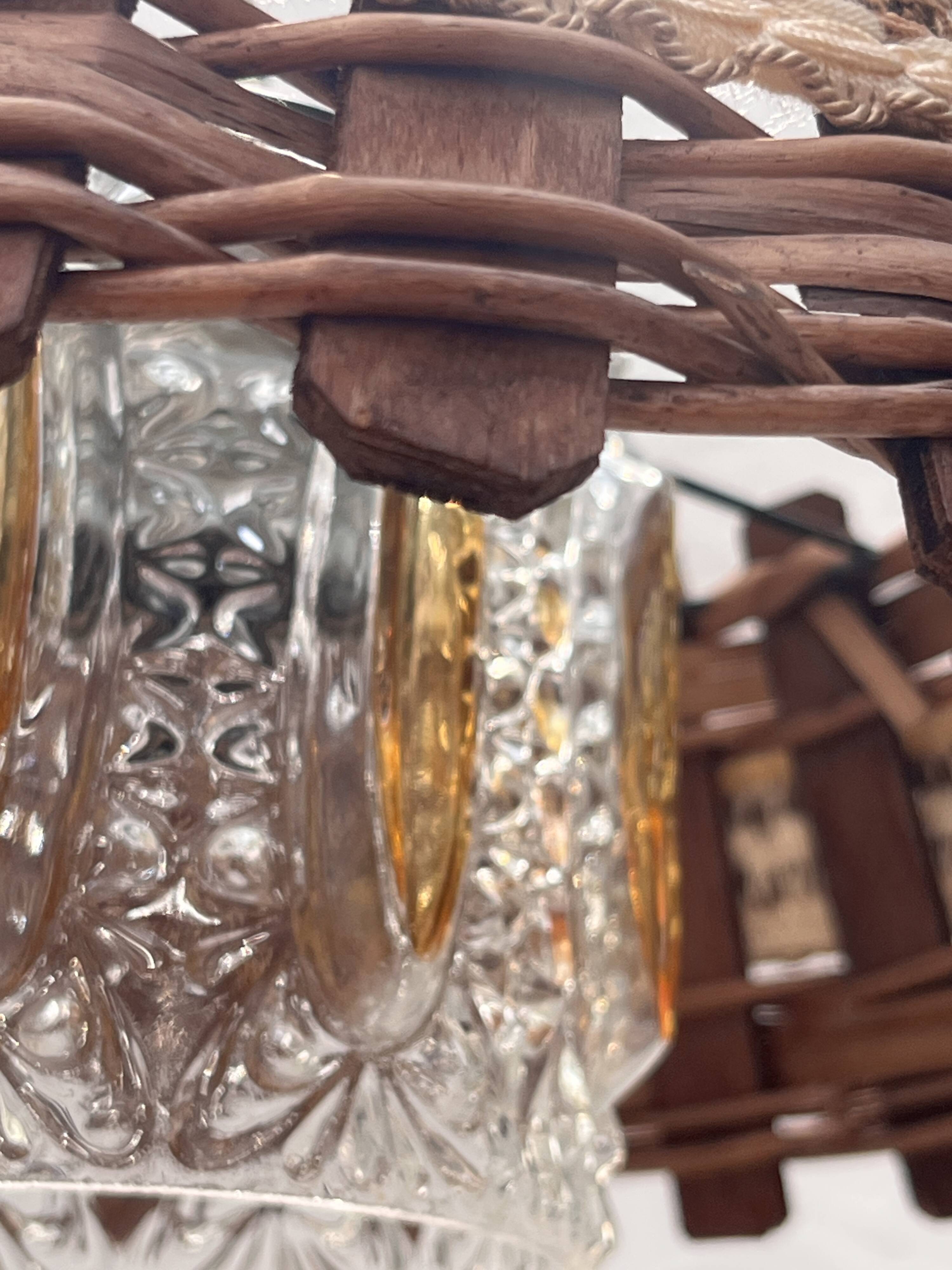 Wooden and wicker hanging decoration