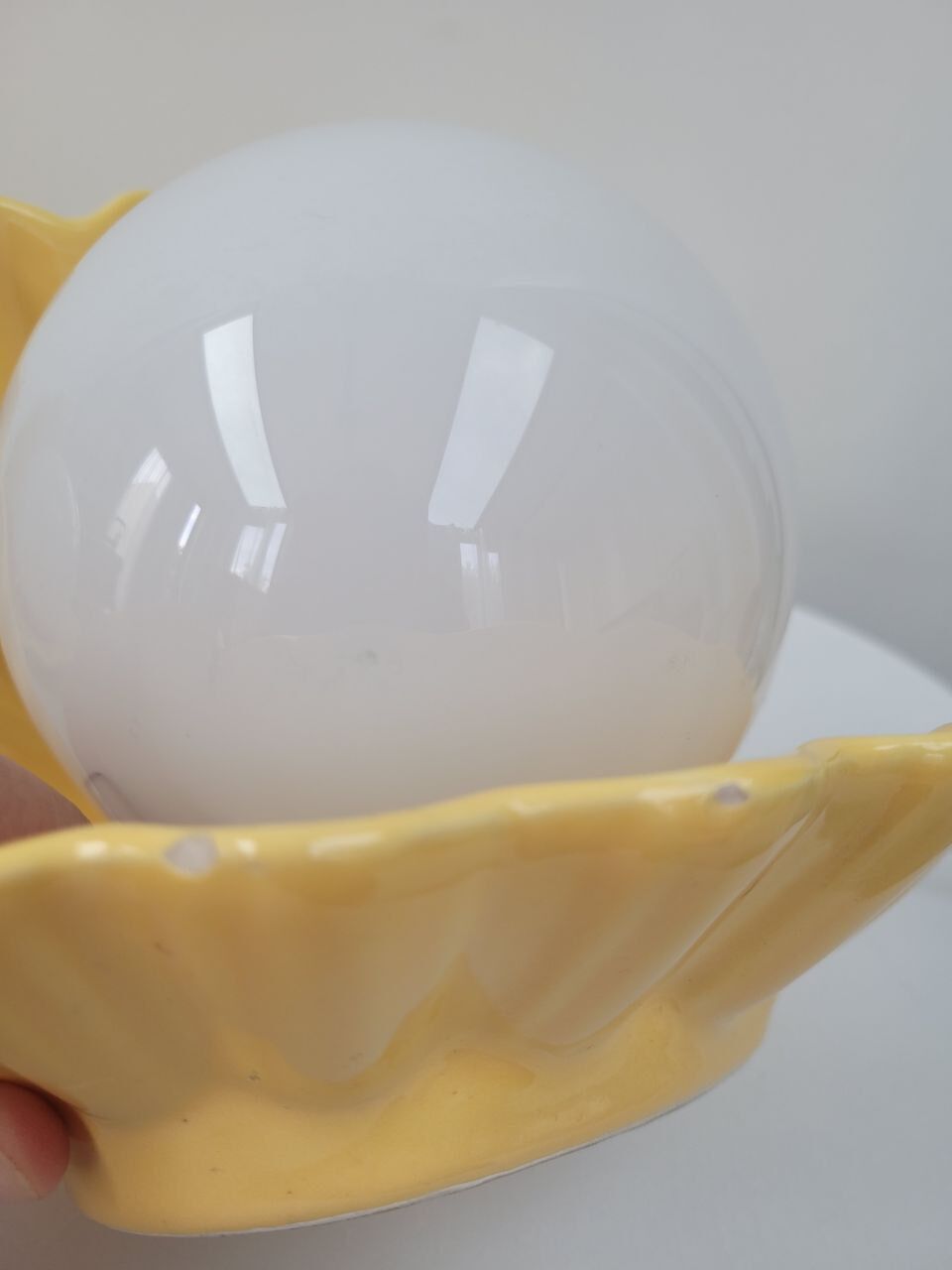 Vintage lamp shell yellow ceramic 70s