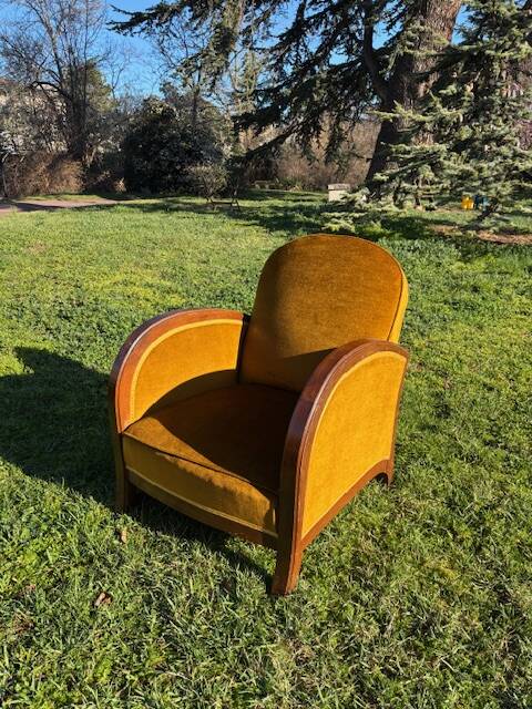 Art Deco velvet armchair