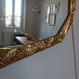 Golden Art Deco beveled mirror 65x38cm