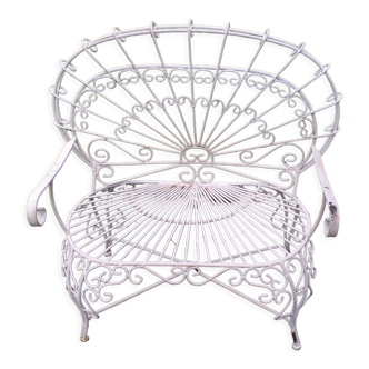 Vintage wrought-iron peacock bench Salterini