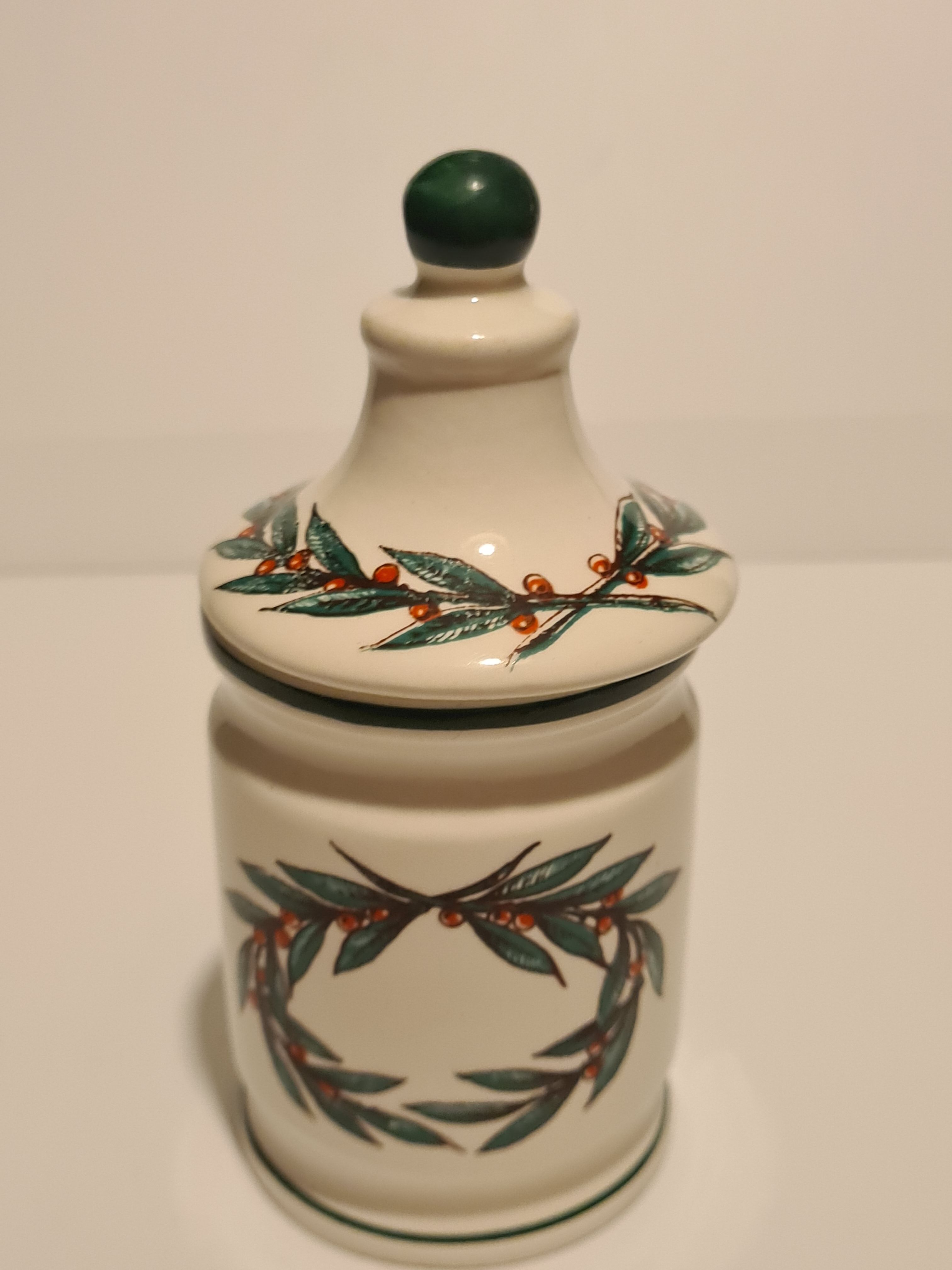Mustard pot Parizot earthenware Digoin Sarreguemines fruit décor