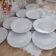 Set of 12 dessert plates in white porcelain marli in relief Wild Ivy