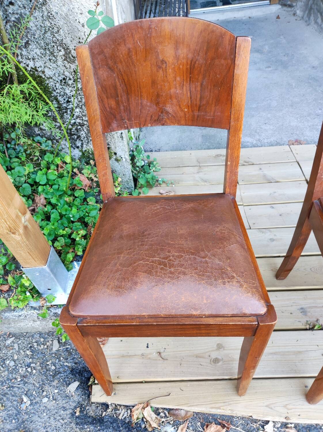 Set of 6 STELLA chairs, Art Deco, leather seat