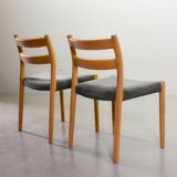 Niels Otto Moller Dining Chairs Model 84 Solid Beech Wood with Grey Velvet