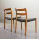Niels Otto Moller Dining Chairs Model 84 Solid Beech Wood with Grey Velvet
