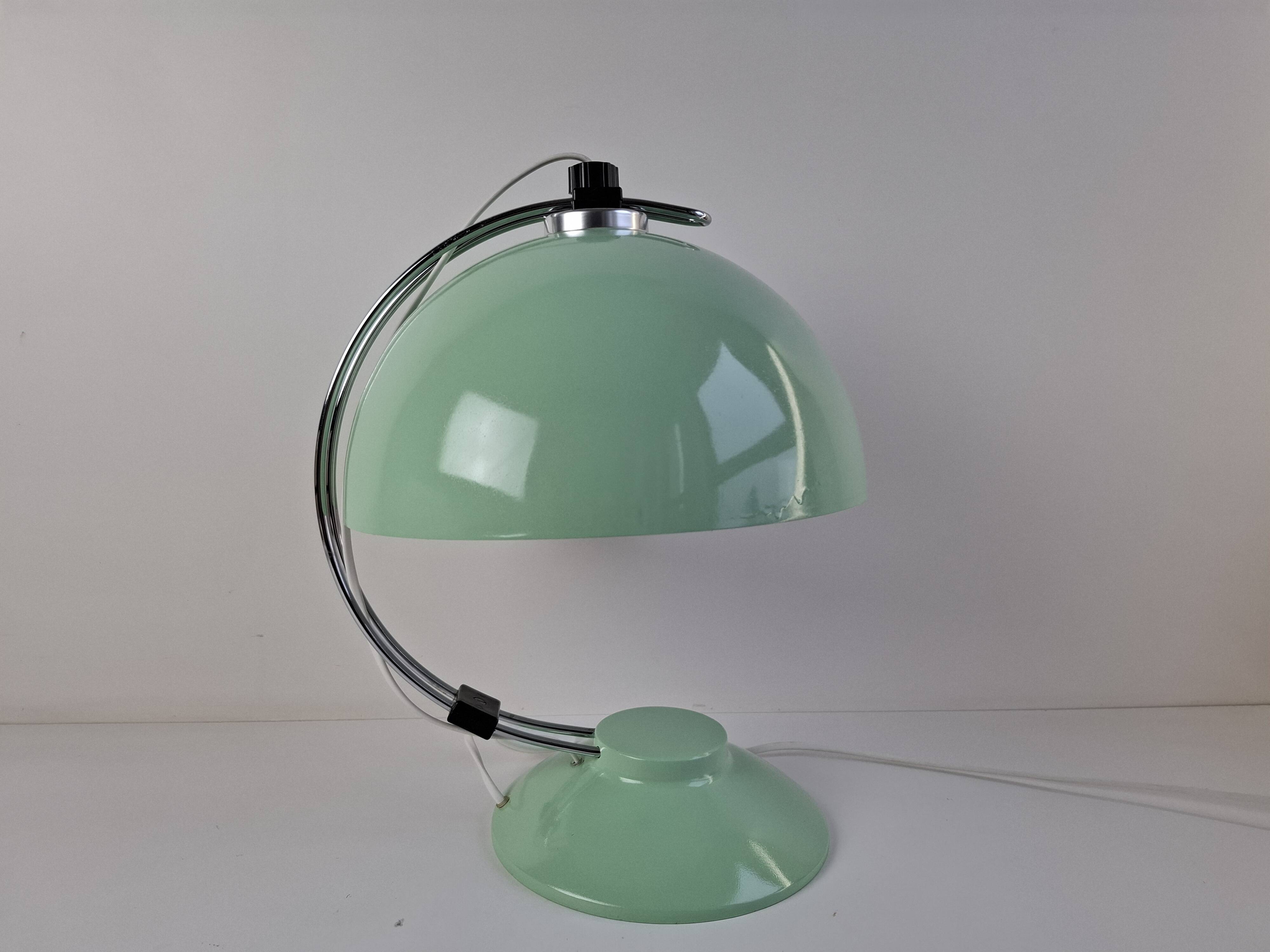 Mid-Century Mint Green Czech Desk Lamp with Chrome and Adjustable Shade