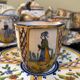 Antique Henriot Quimper Faience Coffee Set, Breton Folk Art, 1893-1904