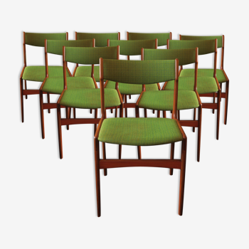 Set of 10 danish teak dining chairs by Erik Buch, 1960
