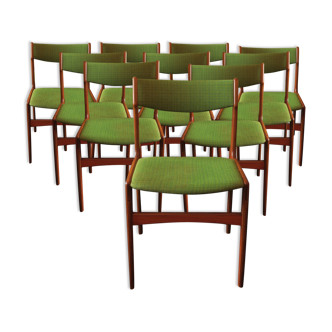 Set of 10 danish teak dining chairs by Erik Buch, 1960