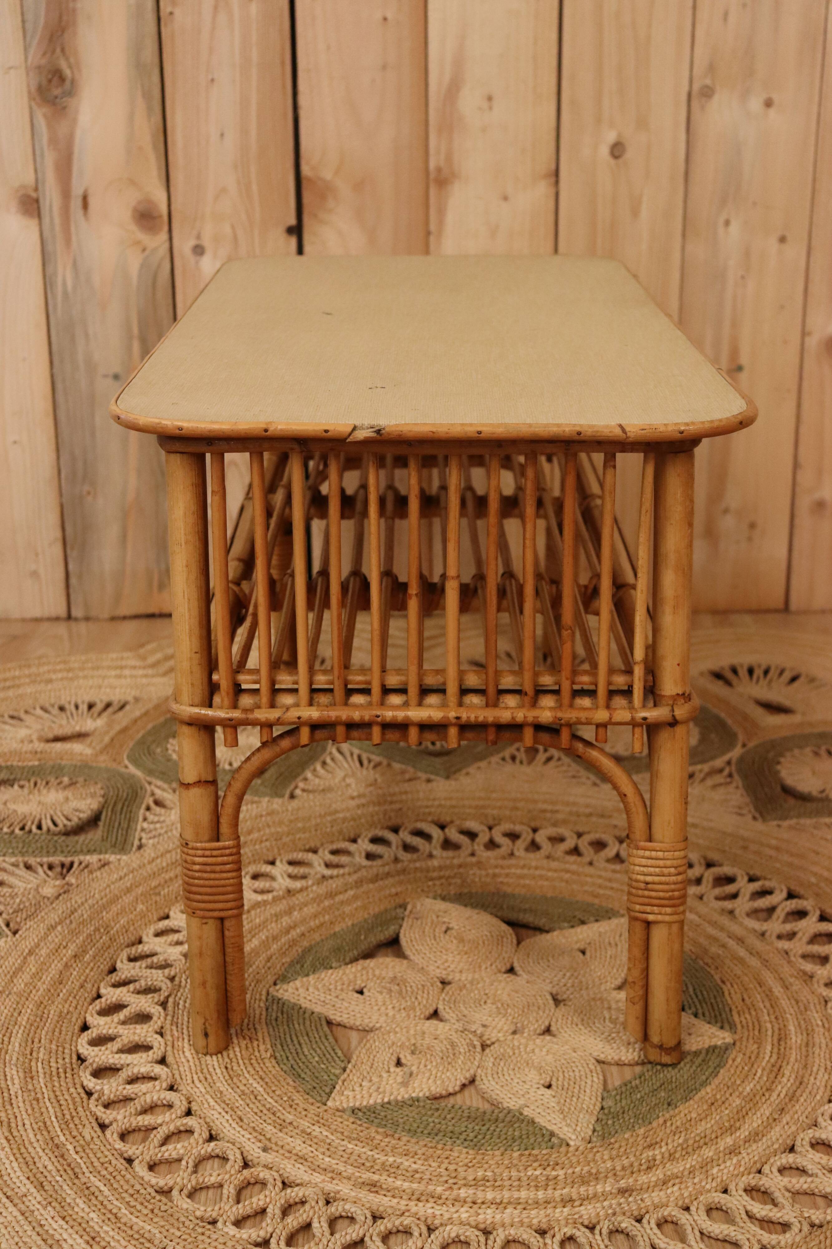 Rattan shelf on legs