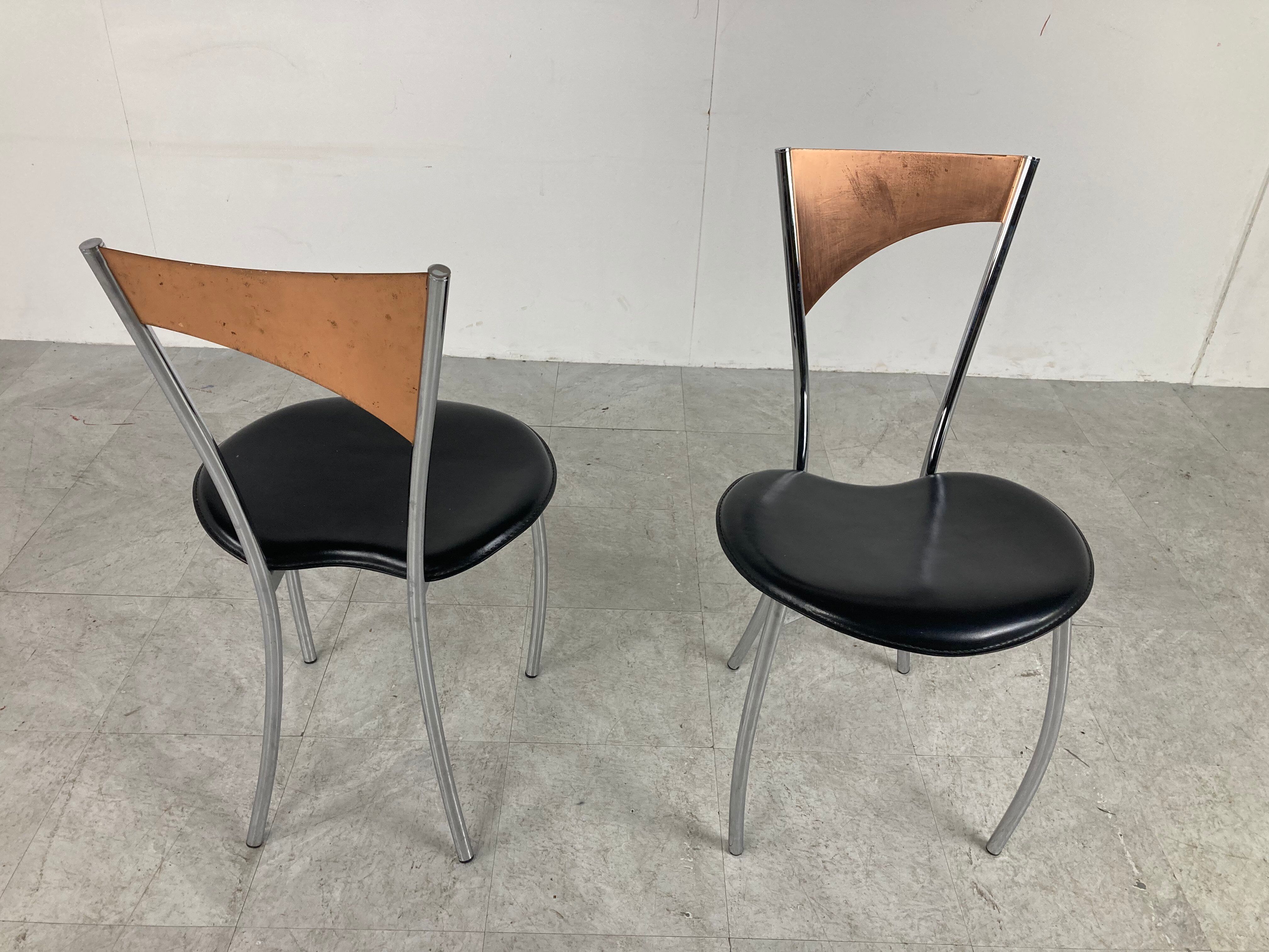 Rare dining chairs in copper by Cattelan italy, 1970s