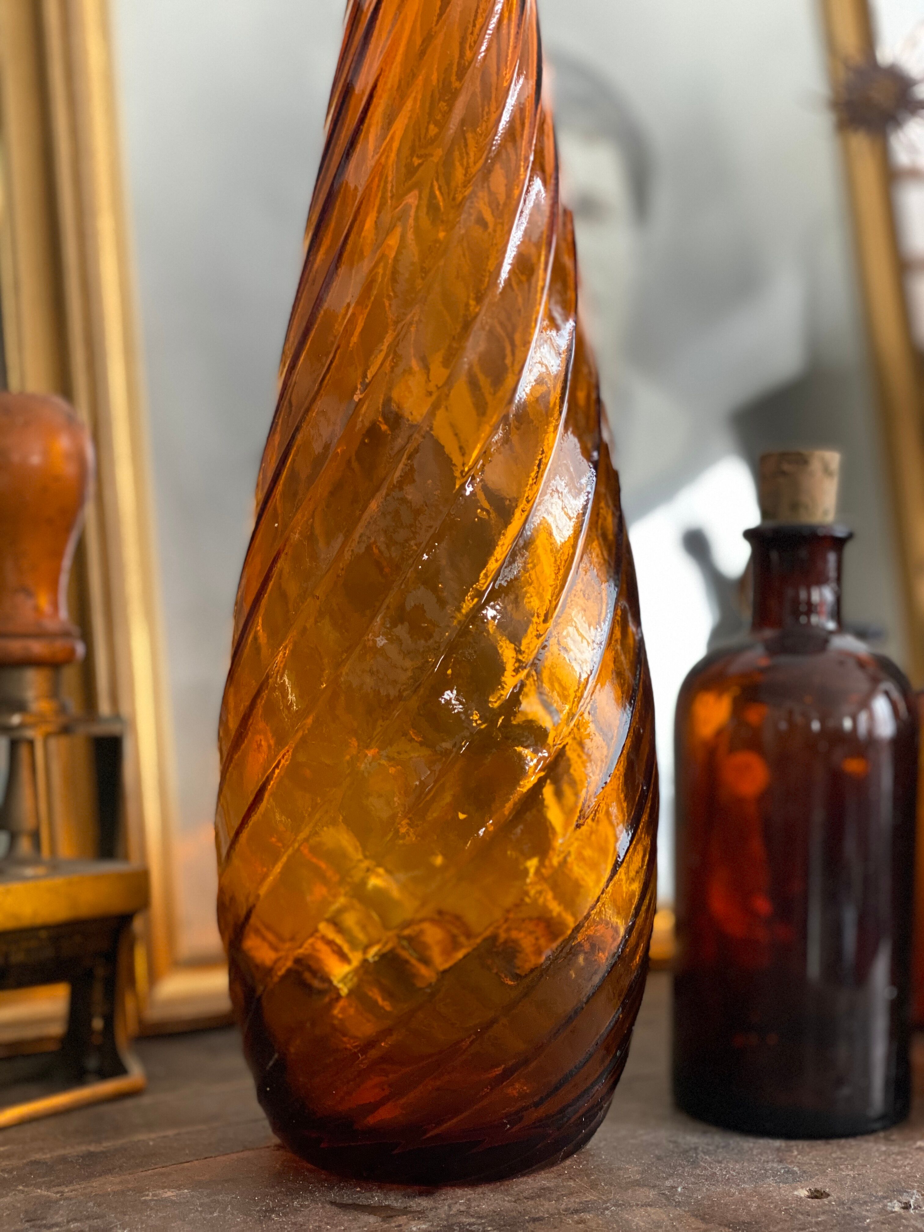 Vintage Textured Glass Carafe