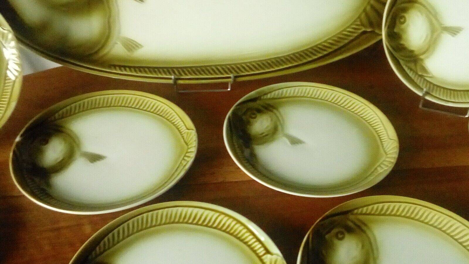 Earthenware fish service Moulin des loups France