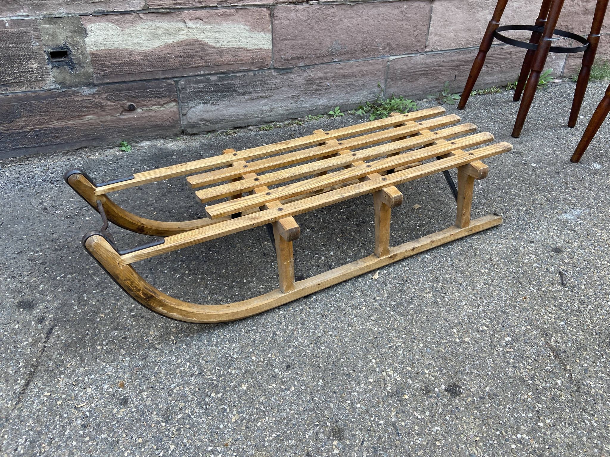 Luge traineau ancien alsace décoration noel primus 1950