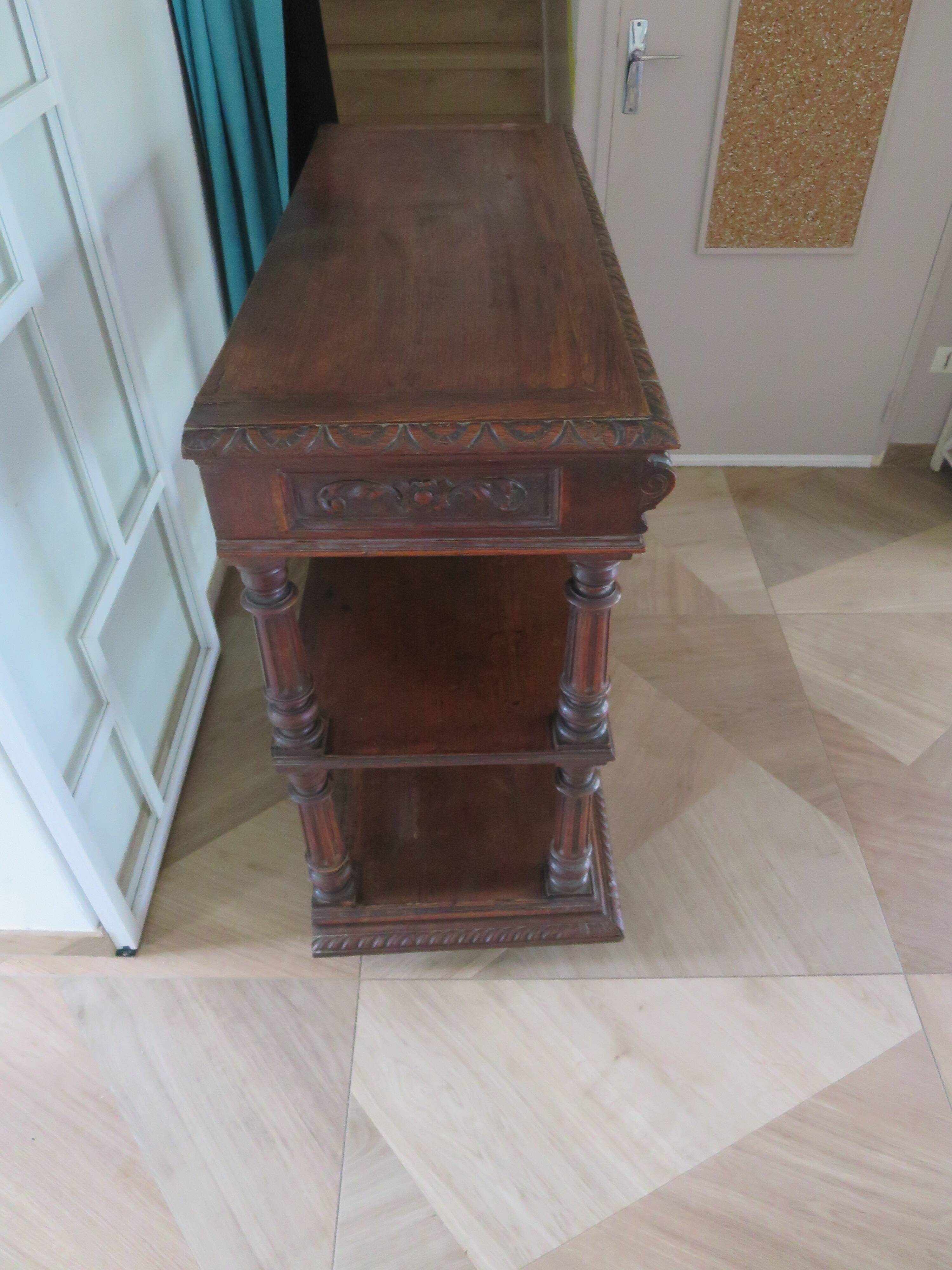 Ancien-Desserte-Console-Meuble de présentation-Henry II-fin xixème
