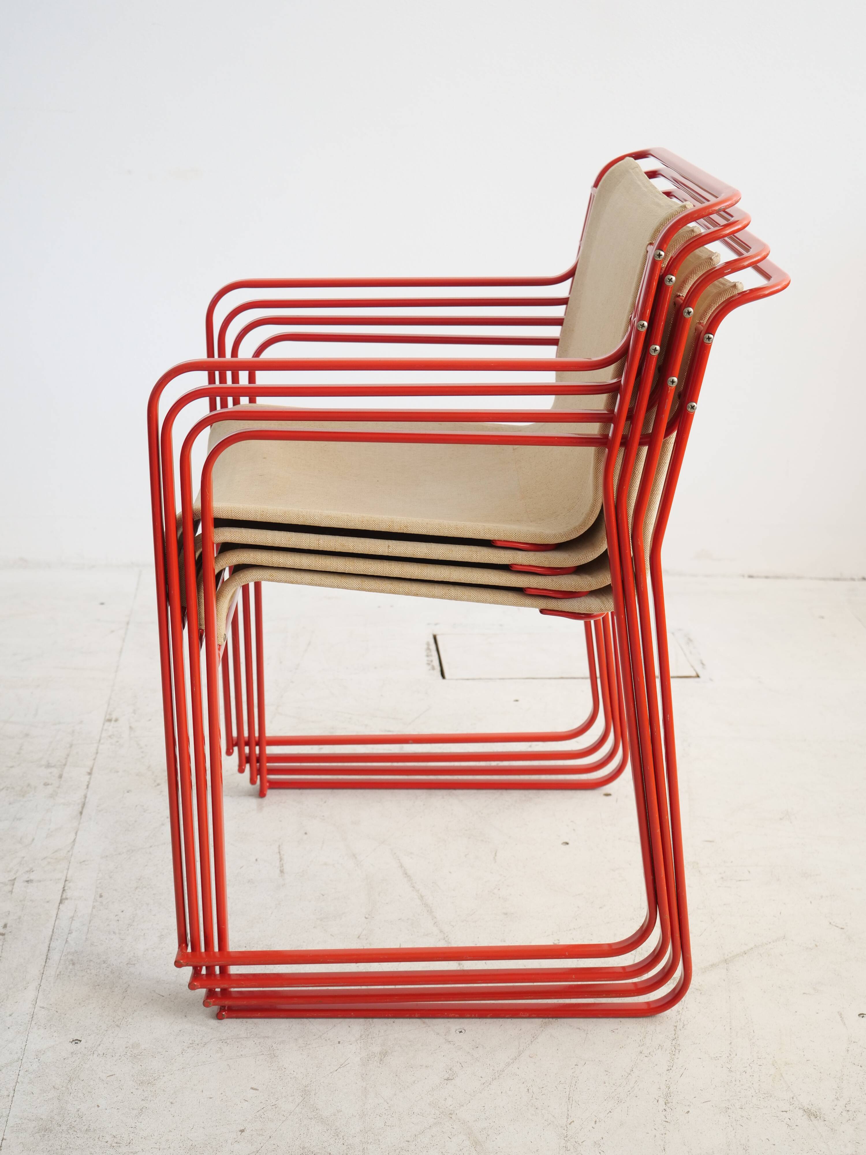 4 stackable chairs Gastone Rinaldi Thema Italy