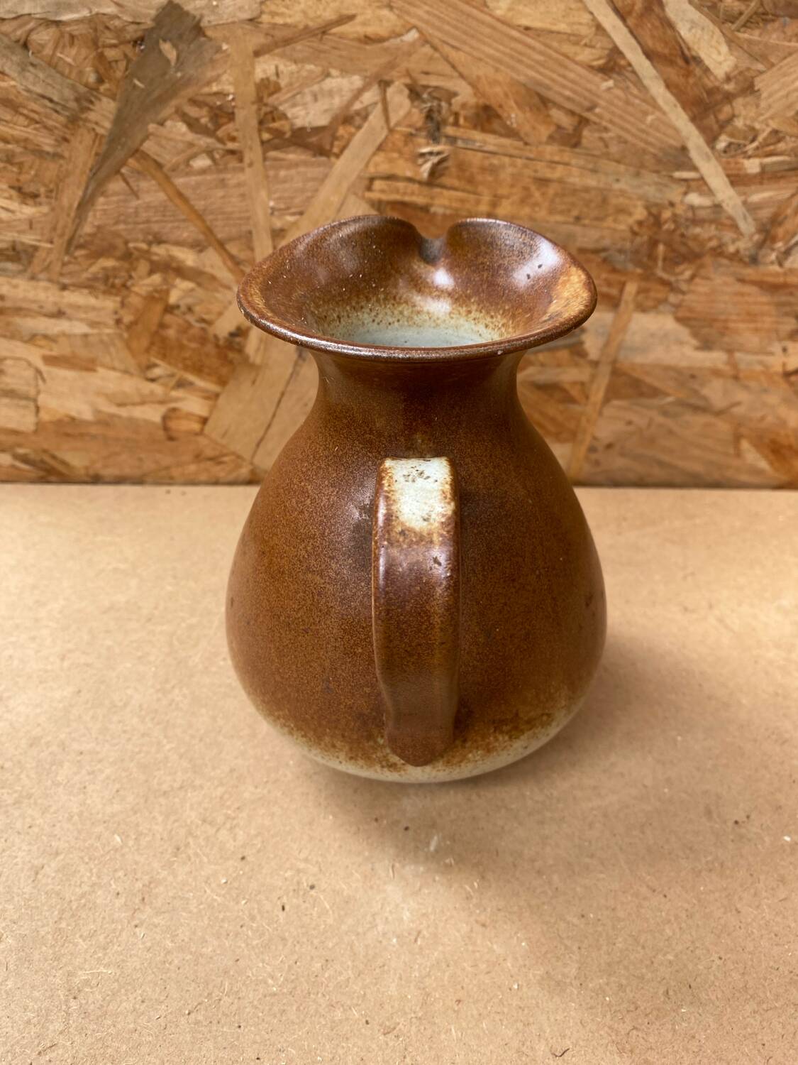 Ancien pichet keraluc grès marron beige made in france vintage