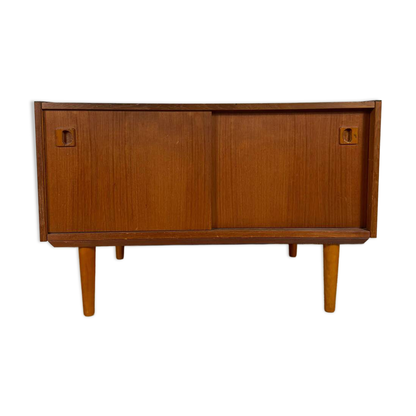 Small Danish teak sideboard with sliding doors – 1960s