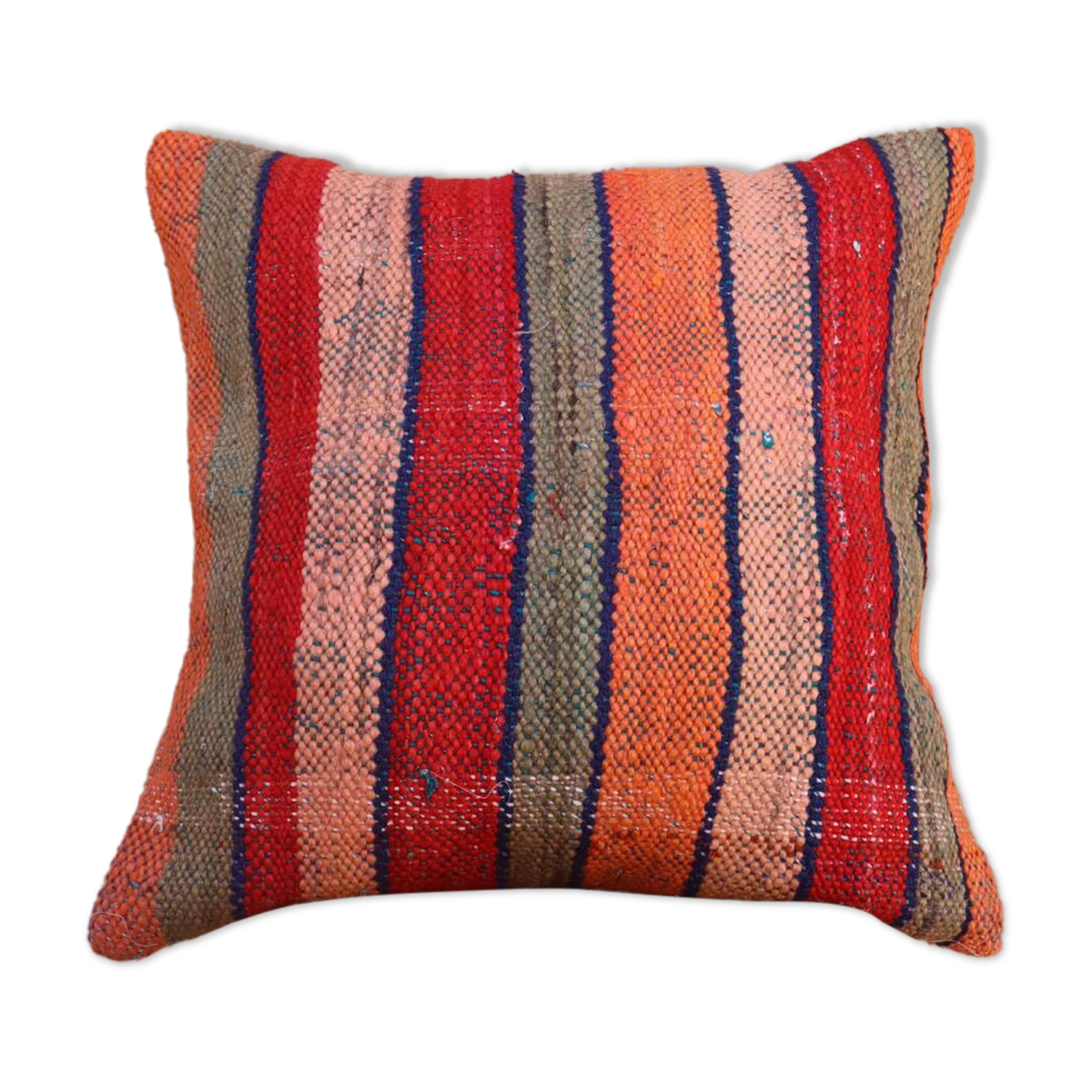 Coussin haïk rayé coloré en laine