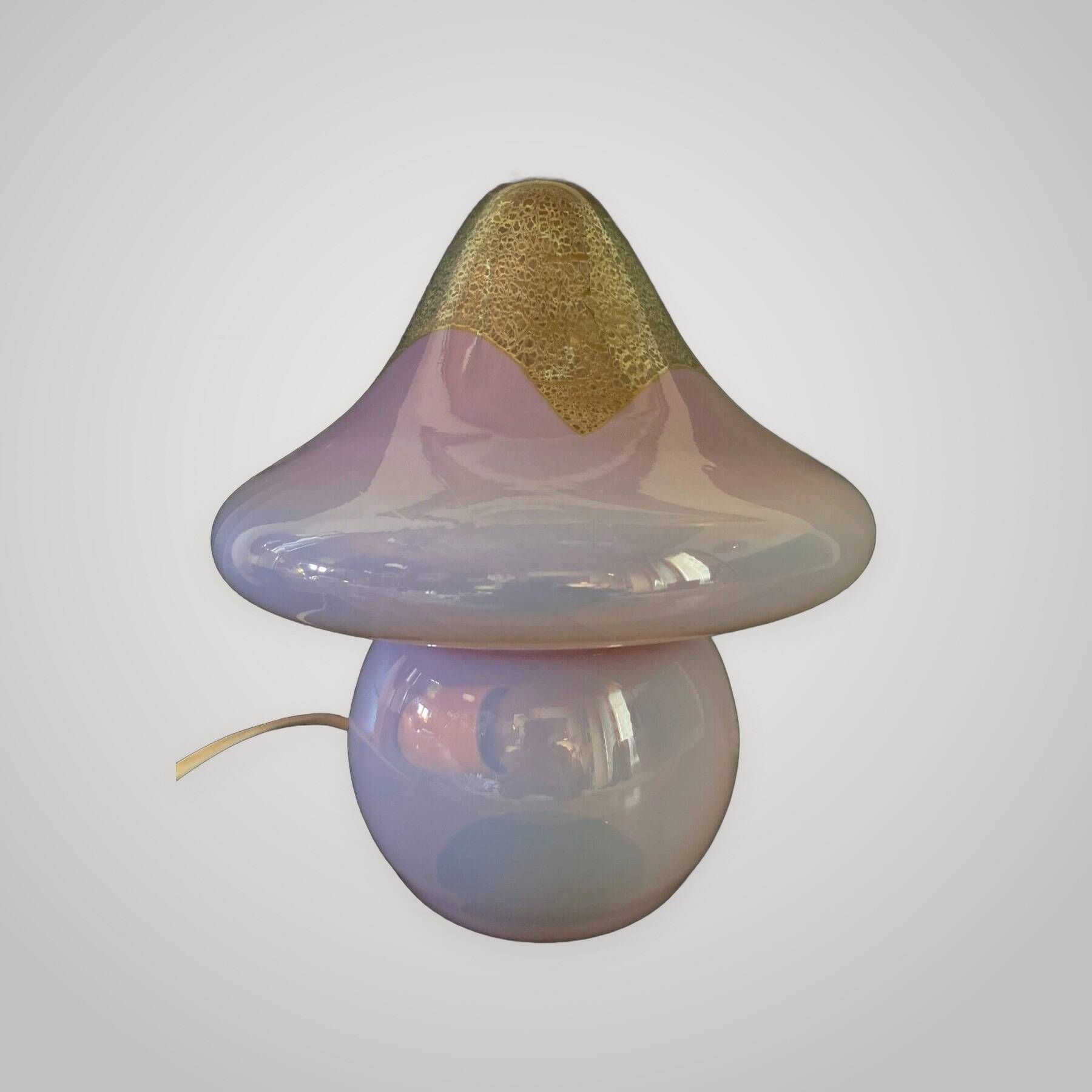 Mushroom table lamp in glass Signed Murano Vetri Italy 70's mushroom l