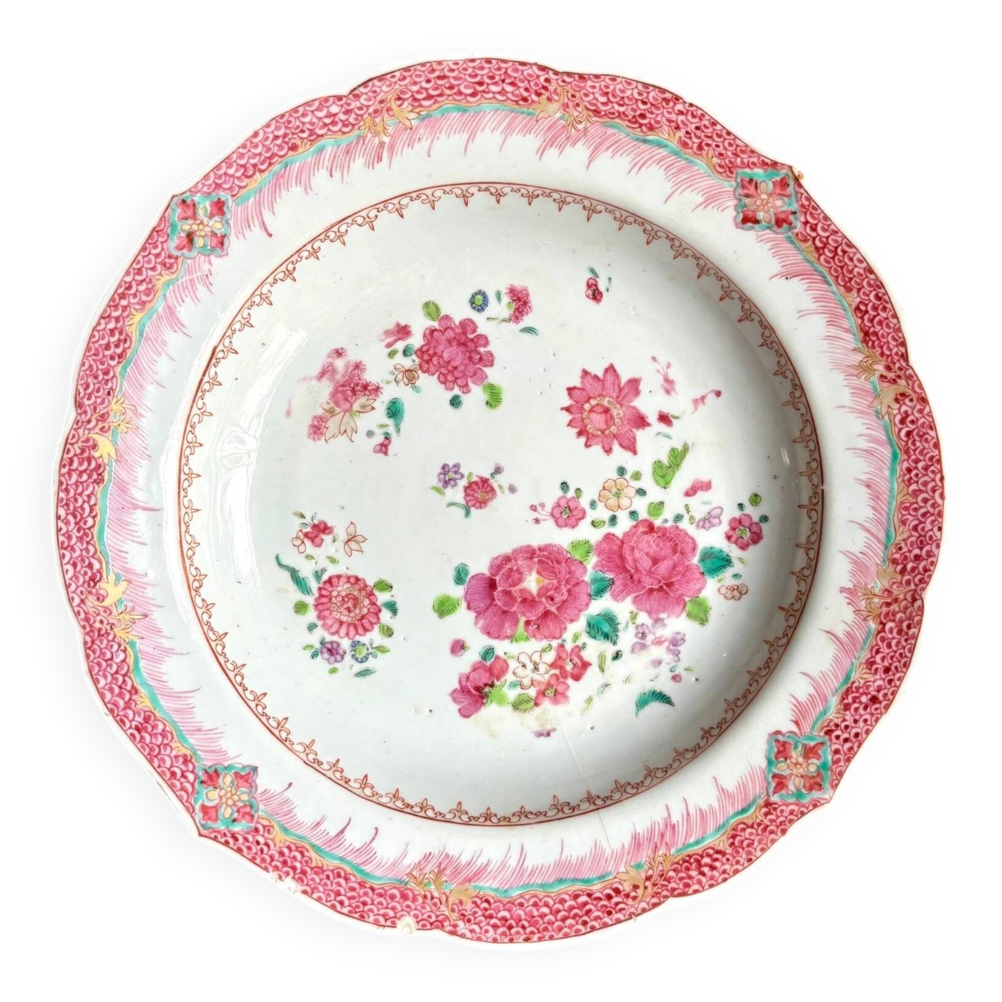 Deep plate from the Compagnie des Indes Famille Rose porcelain, 18th century
