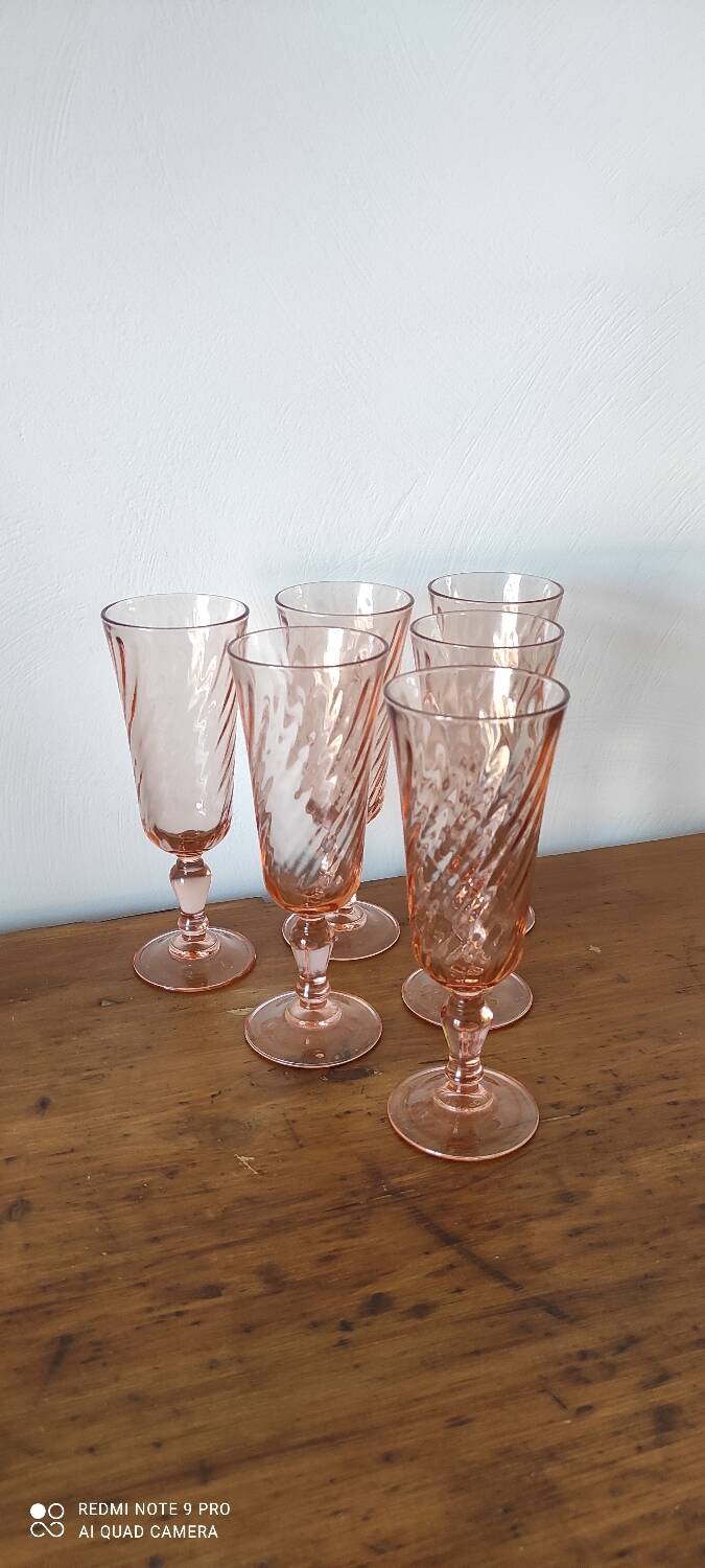 Set of 6 Rosaline champagne flutes