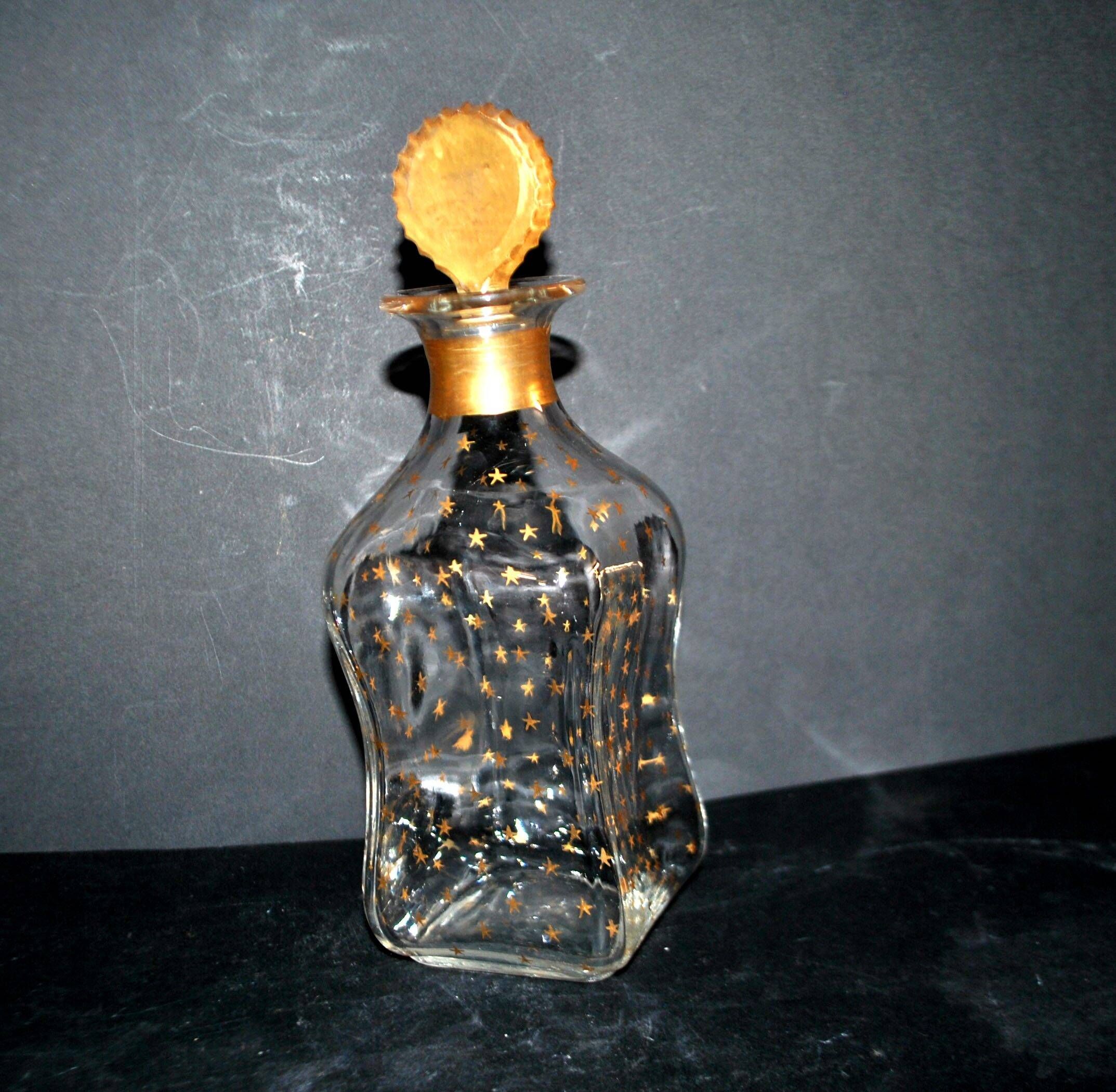 Carafe à liqueur baccarat napoléon iii cristal doré étoile constellation