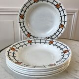 Set of 6 hollow plates badonviller geometric patterns 30s