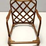Paire de fauteuils en tissu vert olive de Paolo Buffa avec structure en noyer