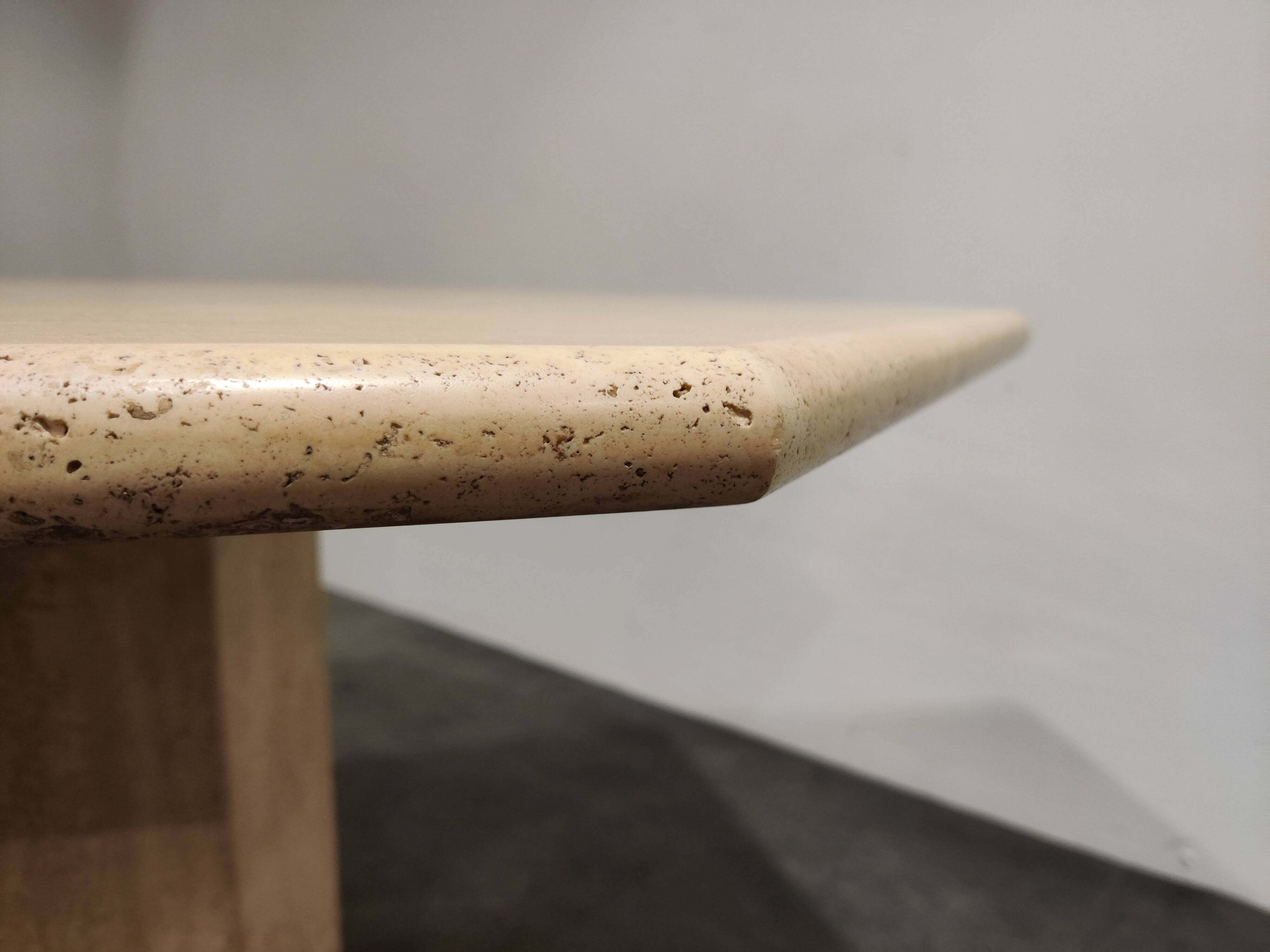 Vintage octagonal travertine dining table, 1970s