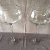 Duo of Vases Giant Cocktail Glasses Tealight Holders Cups on Blown Crystal Stand
