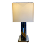 large table lamp in brass and chrome "Skyscraper" by B D Lumica in the style of Willy Rizzo, Spain, 1970s.