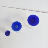 Série 16 verres anciens pied bleu cobalt Art Déco