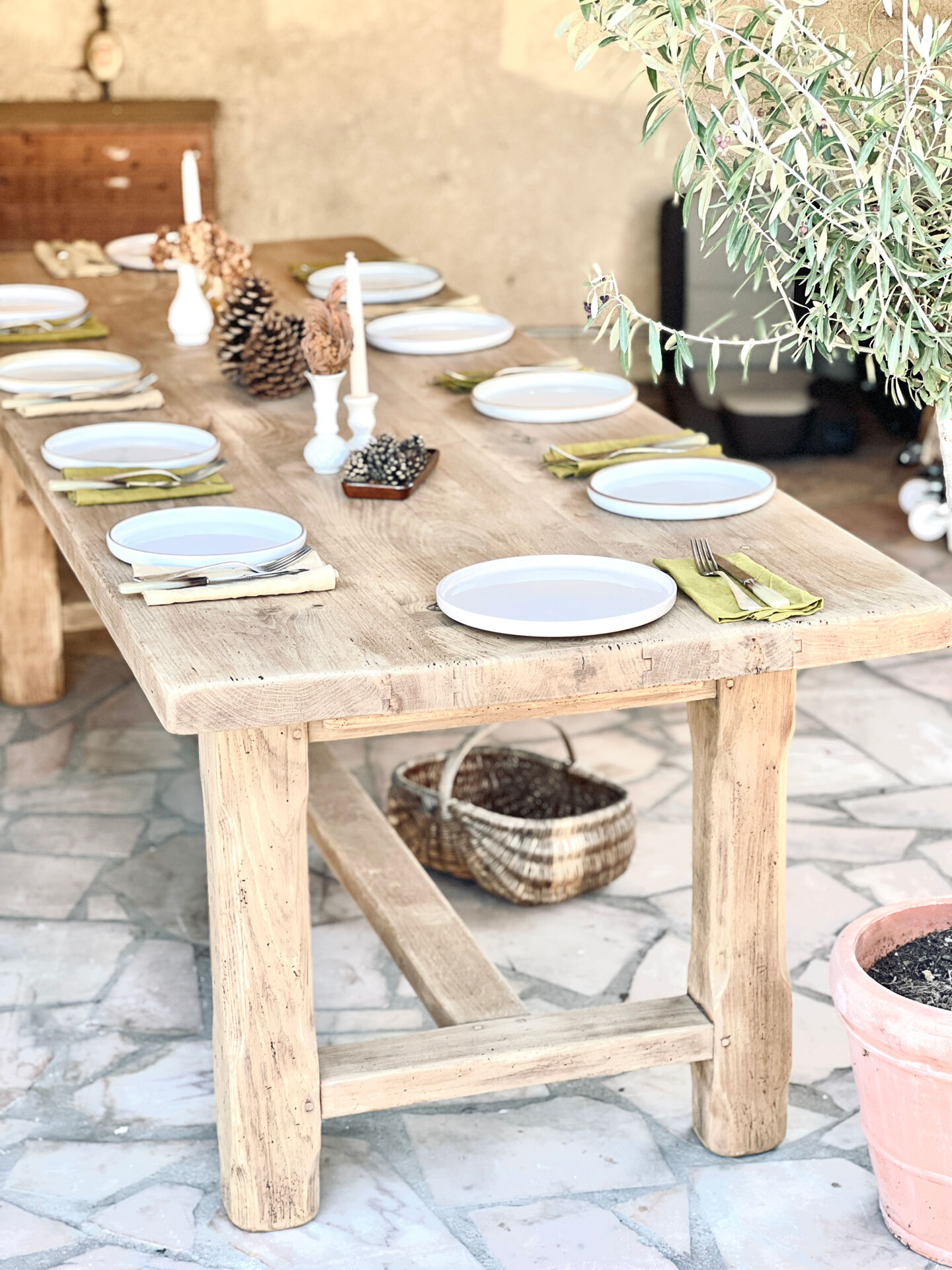 Large farmhouse table - solid oak - drawer