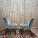 Pair of cocktail armchairs – 1960s – Two-tone velvet – Wooden legs