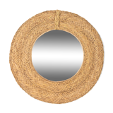 Round mirror made of esparto grass
