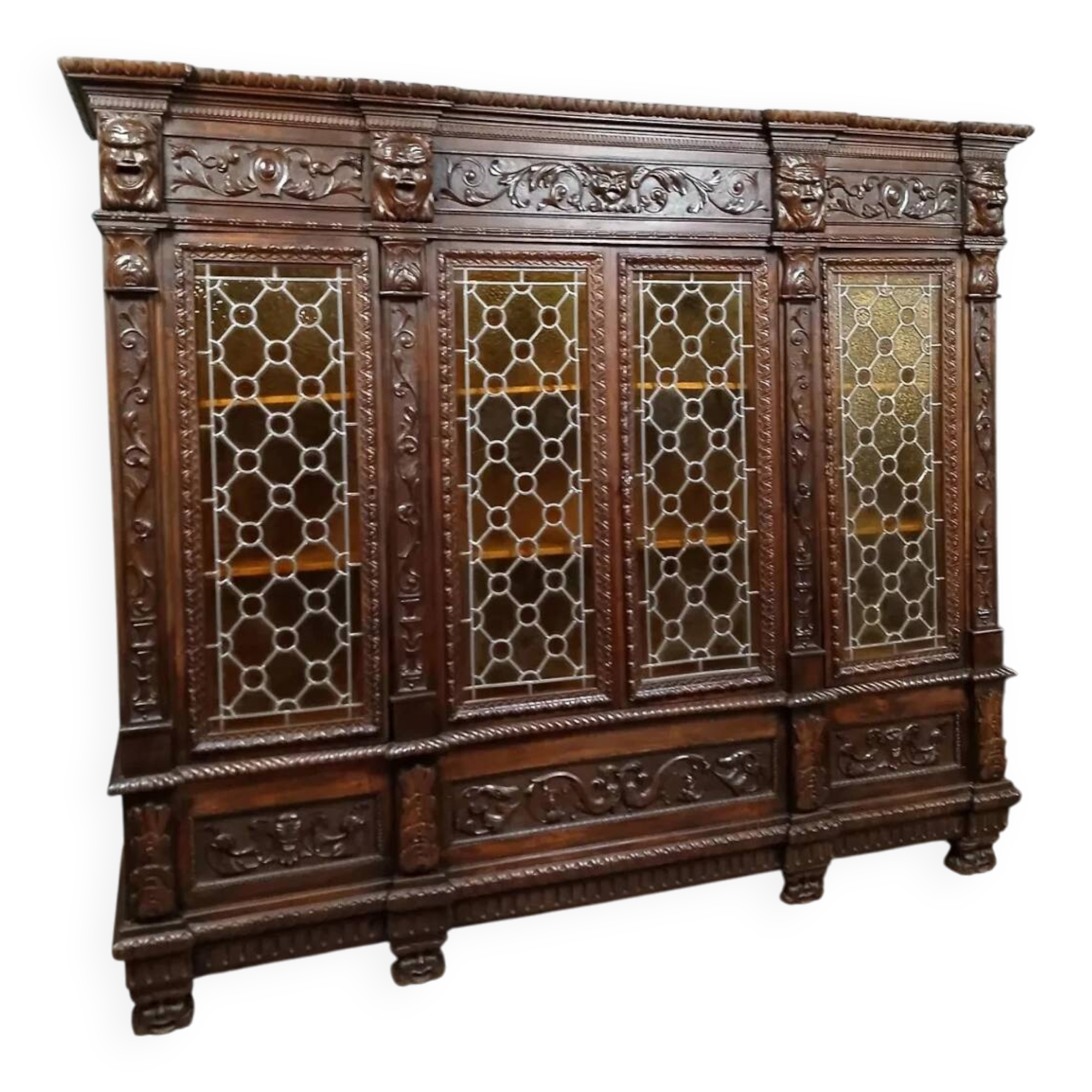 Renaissance-style walnut library, circa 1850