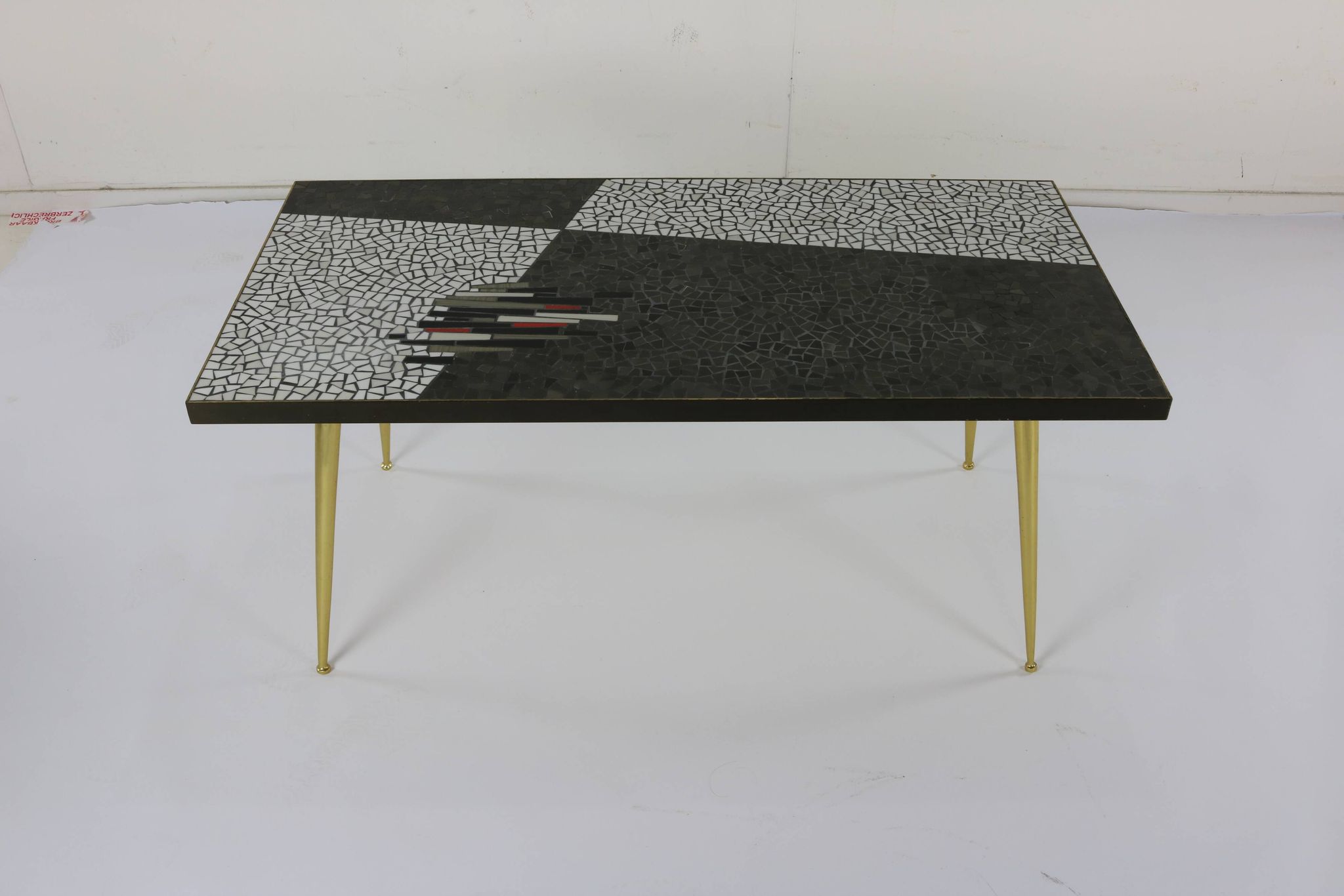 German design mosaic coffee table with brass legs