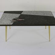 German design mosaic coffee table with brass legs