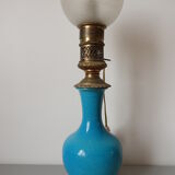 Turquoise ceramic lamp bronze frame by Gagneau