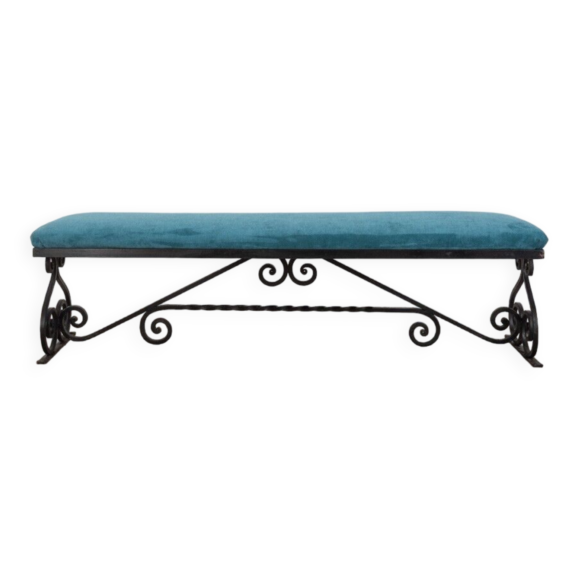 Banc vintage des années 1950 en fer et tissu design italien