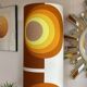 Beige opaline lamp Apollo J - 1970s retro fabric