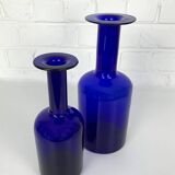 Pair of Danish Holmegaard Gulv vases design Otto Brauer in cobalt blue glass