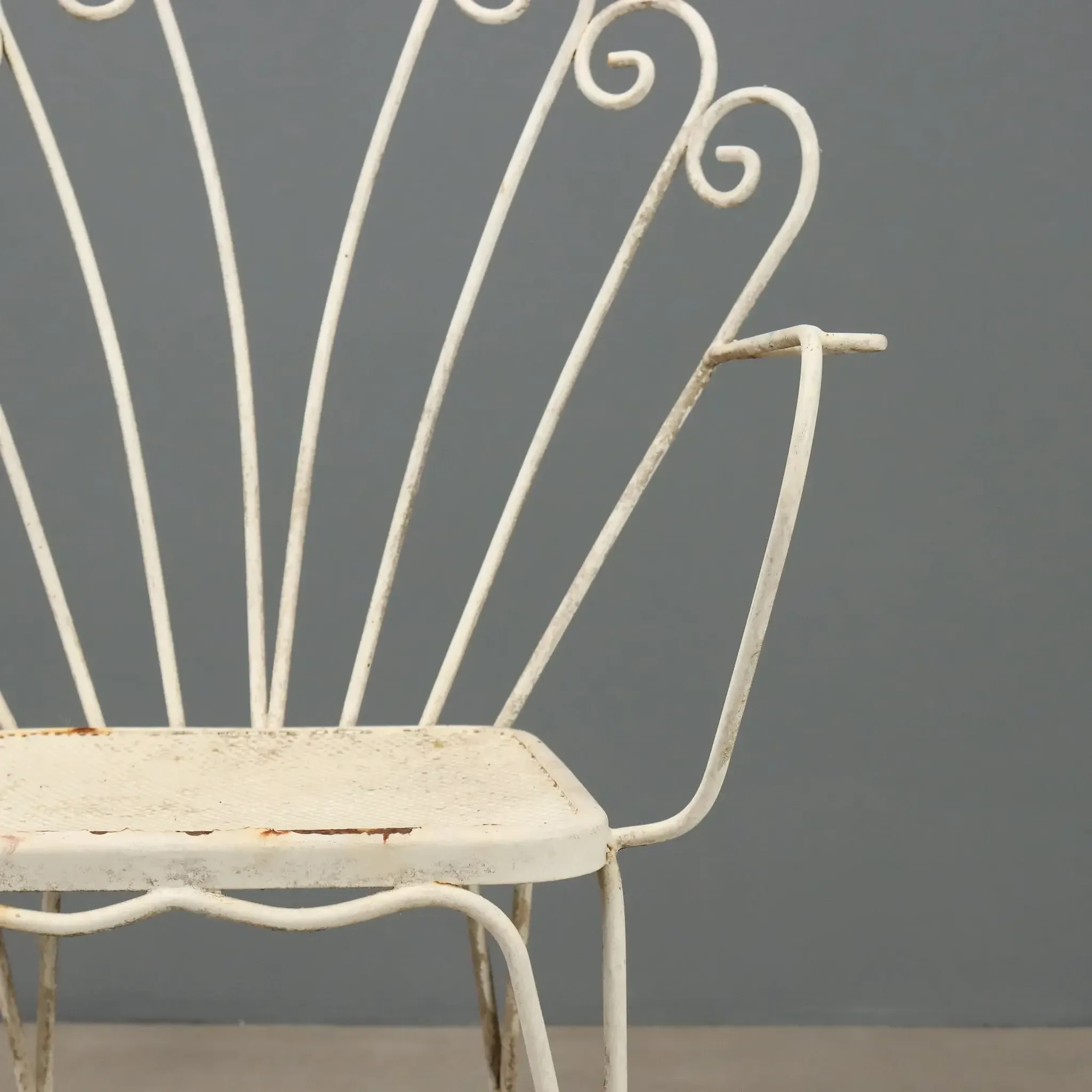 Vintage white lacquered iron garden chairs, Italy, 1950s