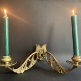 Paire de chandeliers de piano en bronze signés Gaveau, d'époque Art Nouveau